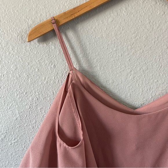 Ruffled Off Shoulder Romper Dusty Pink Sleeveless Casual Jumpsuit Size Large - Picture 6 of 11